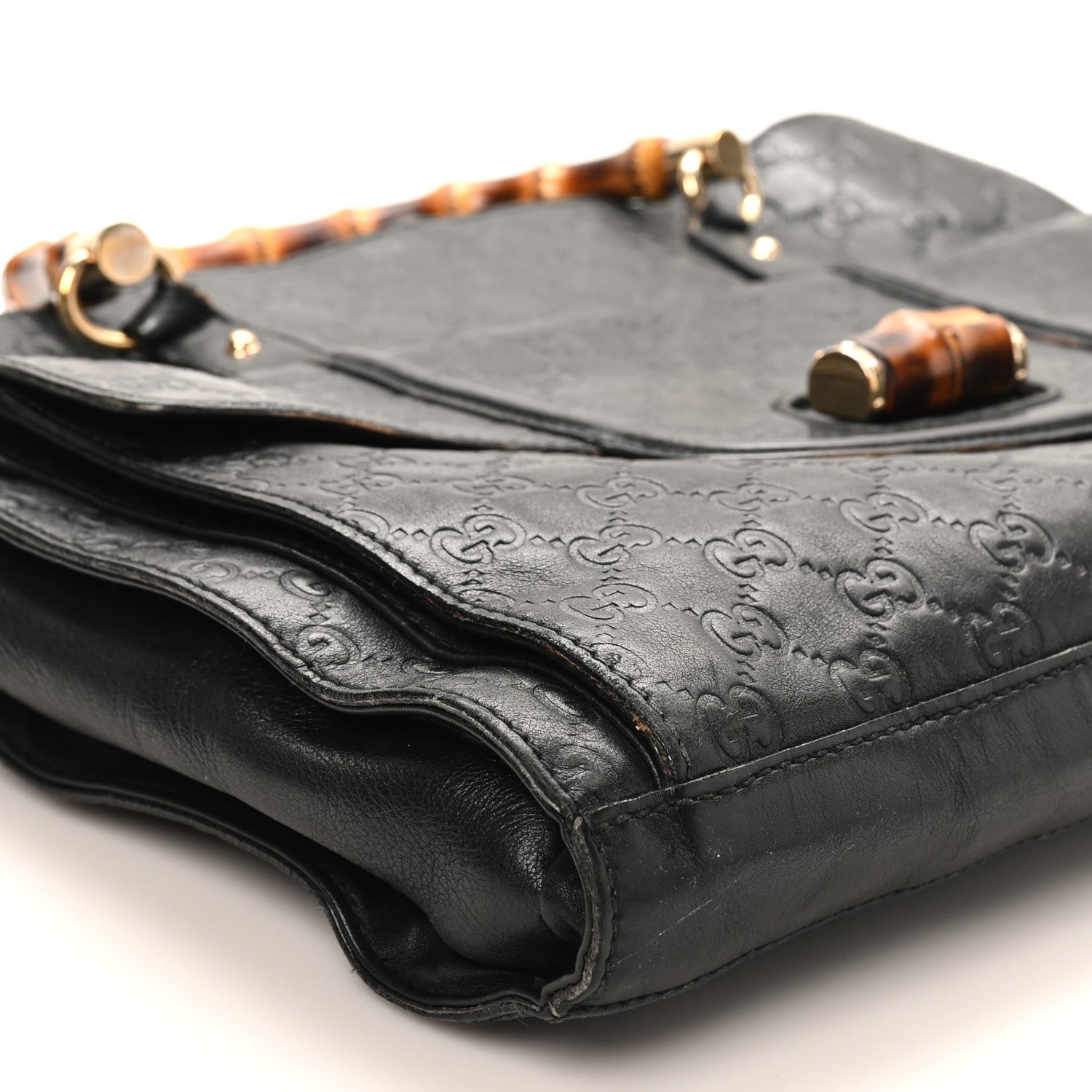 Gucci Guccissima Bamboo Messenger Bag Black 9 of 13