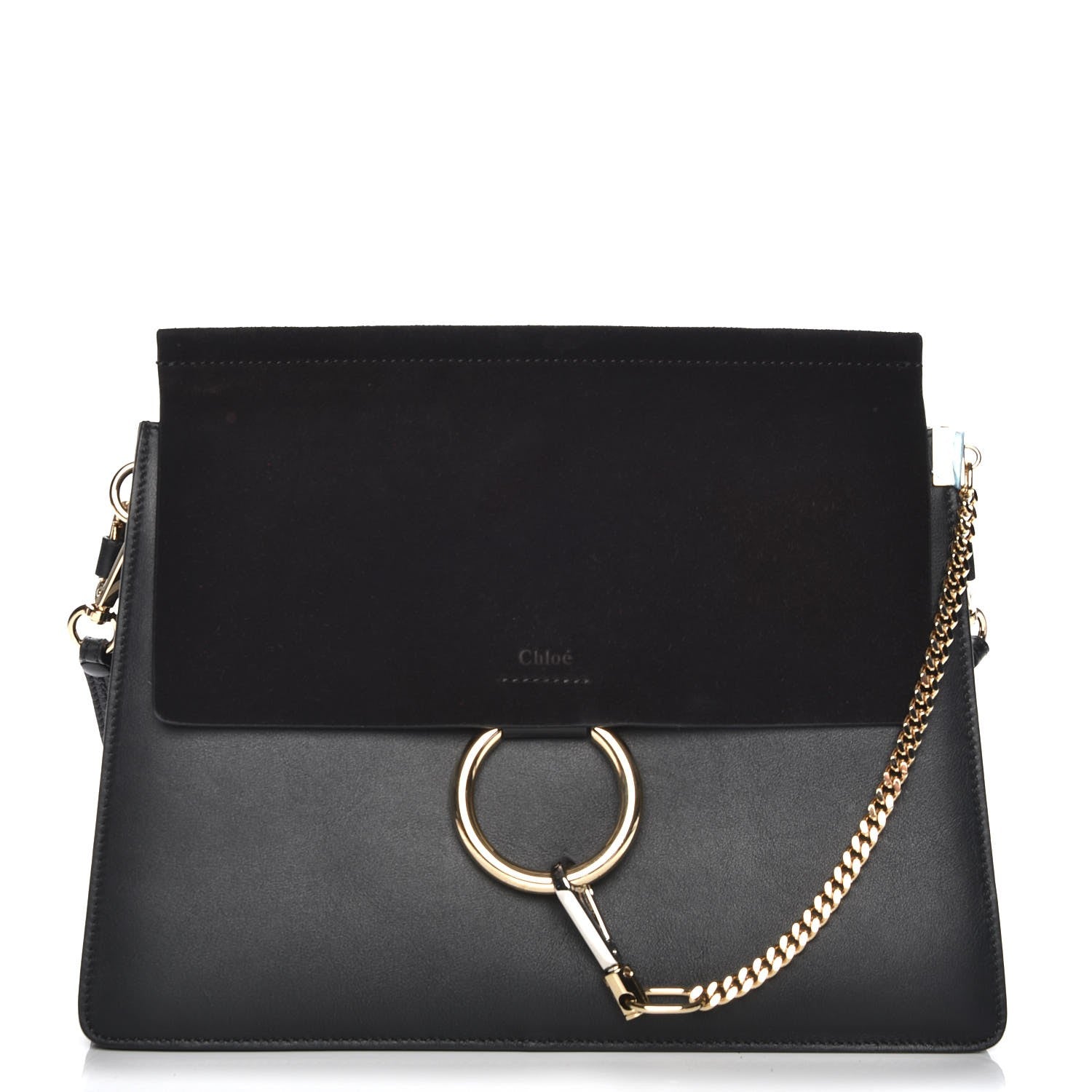 Chloe Suede Calfskin Medium Faye Shoulder Bag Black 1 of 8