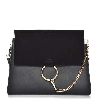 Chloe Suede Calfskin Medium Faye Shoulder Bag Black 1 of 8