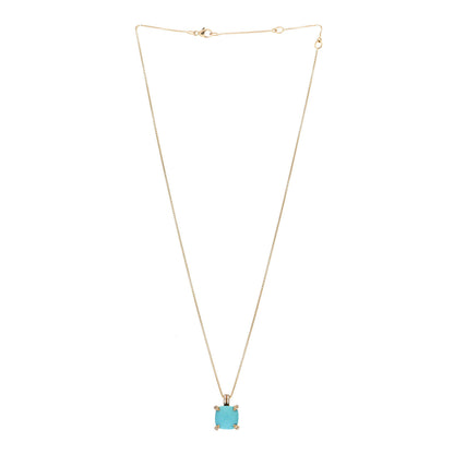 David Yurman 18K Yellow Gold Diamond Turquoise 11mm Chatelaine Pendant Necklace 3 of 4
