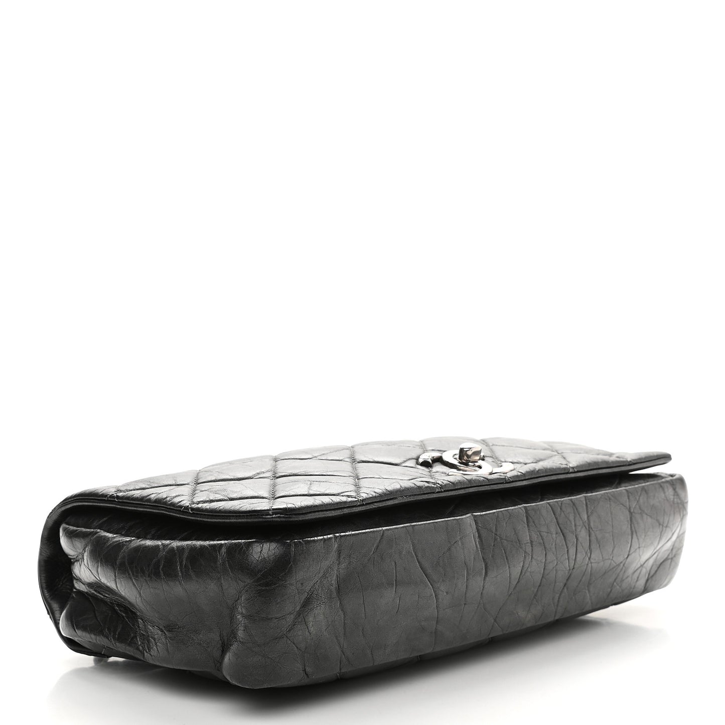 Aged Calfskin Quilted Medium Pondichery Flap Black