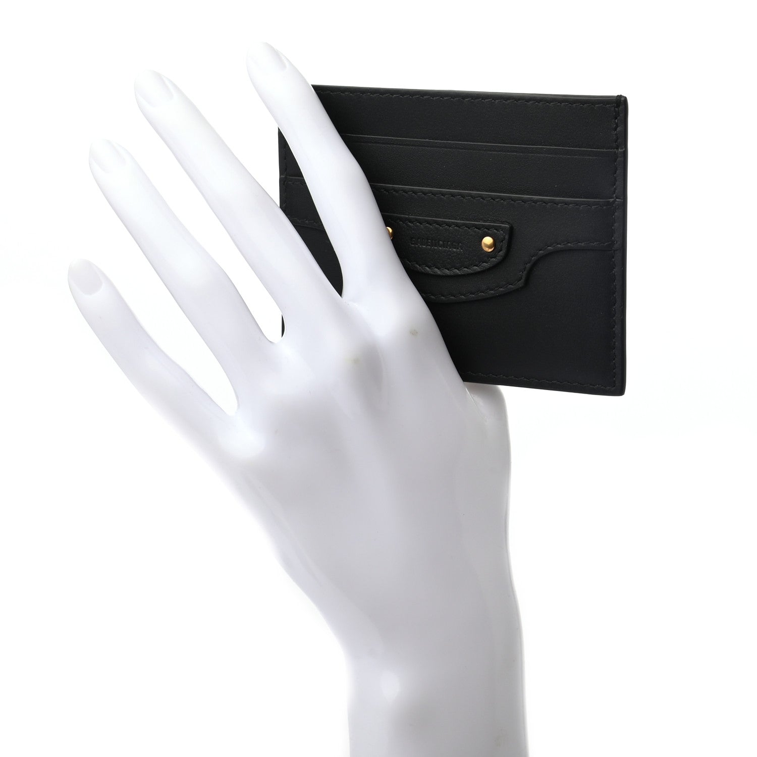 Balenciaga Smooth Calfskin Neo Classic Gold Hardware City Card Case Black 2 of 6