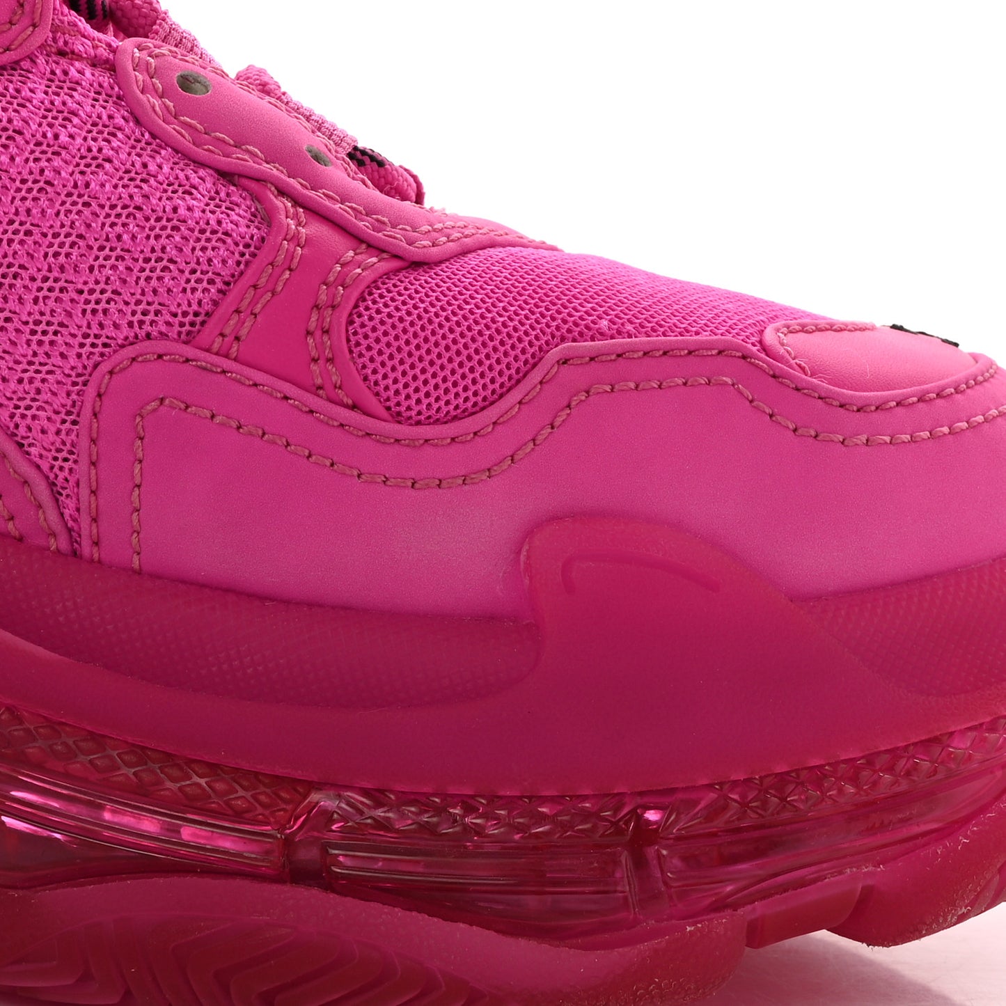 Fabric Mesh Clear Sole Fluo Womens Triple S Sneakers 39 Pink