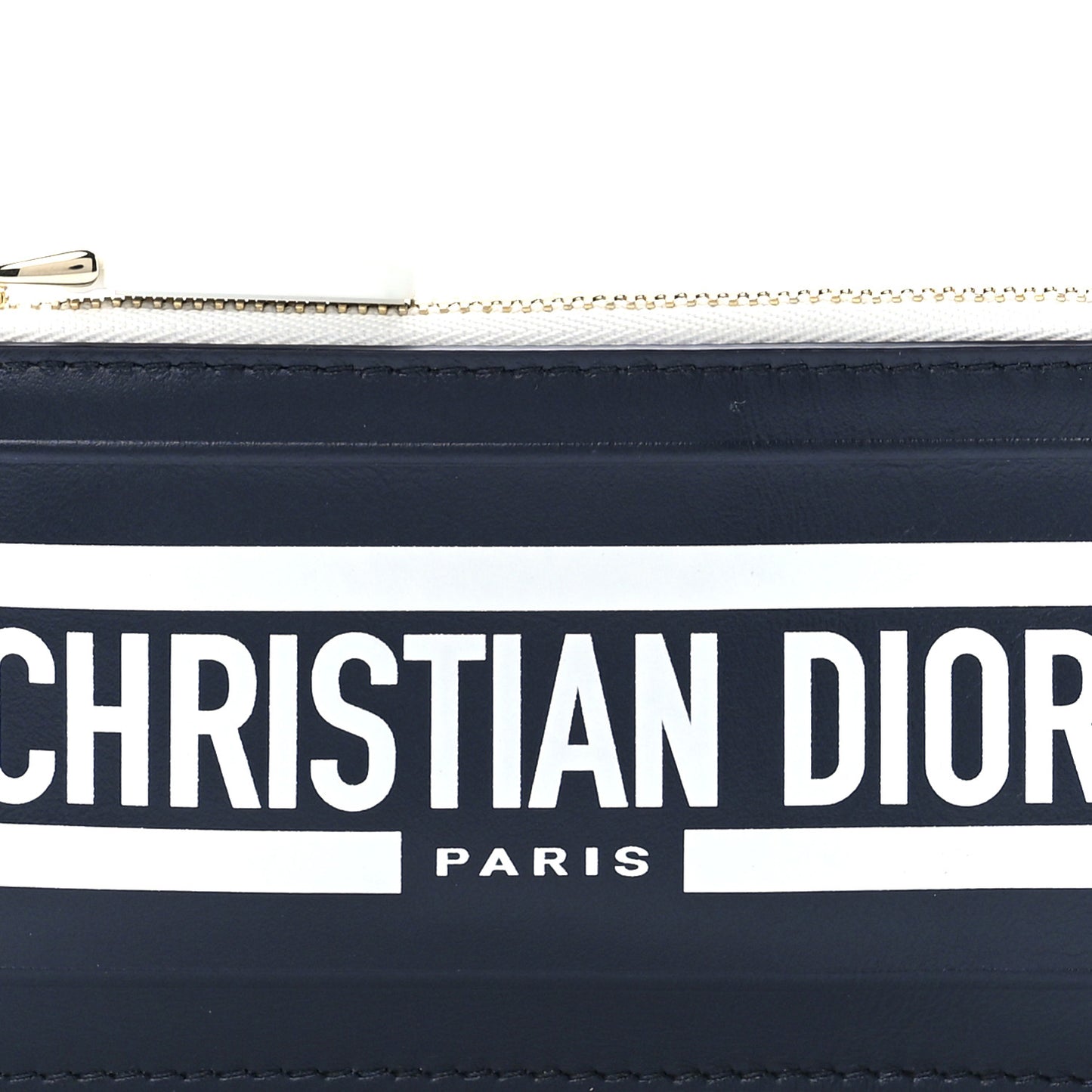 Calfskin Vibe Zip Key Wallet Blue White