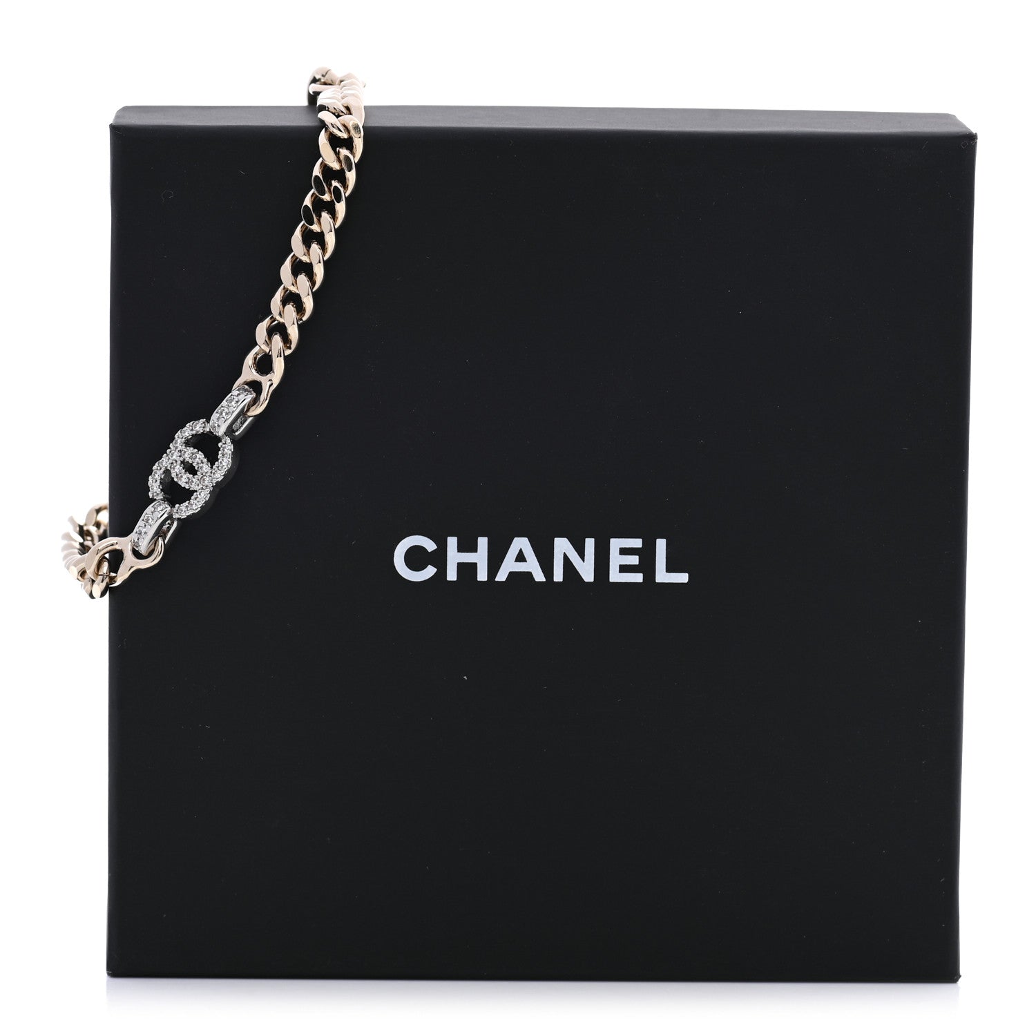 Chanel Crystal Chain CC Link Bracelet Gold Silver 5 of 5