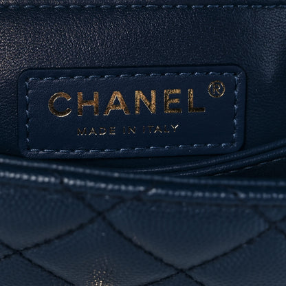 Chanel Caviar Quilted Lizard Embossed Mini Coco Handle Flap Dark Blue 6 of 10