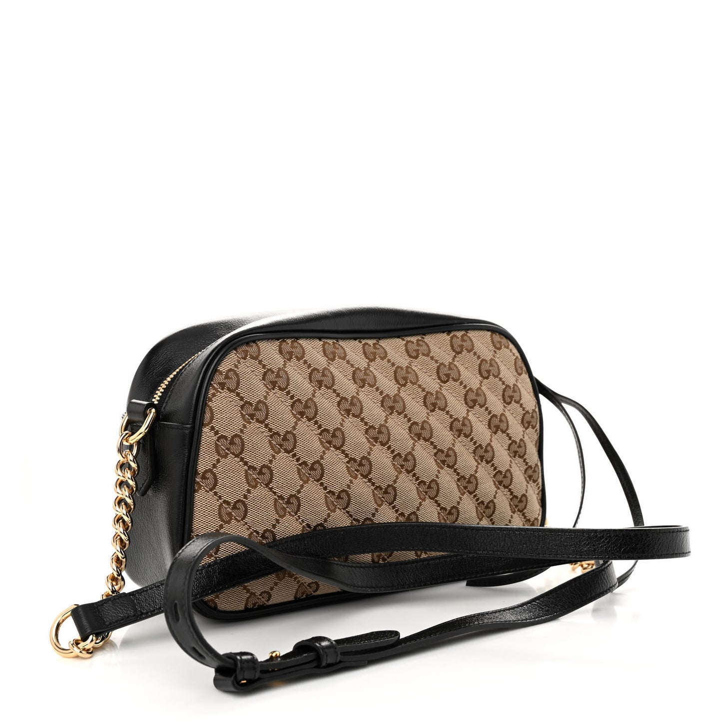 Monogram Matelasse Diagonal Small GG Marmont Chain Shoulder Bag Beige Black