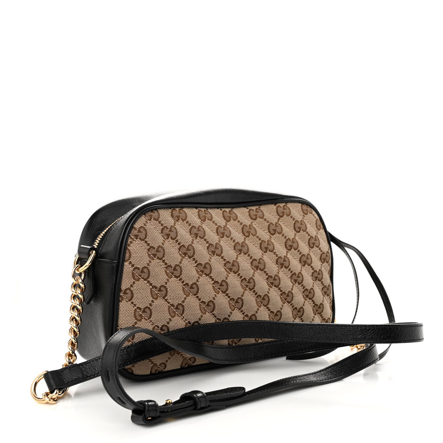 Gucci Monogram Matelasse Diagonal Small GG Marmont Chain Shoulder Bag Beige Black 3 of 11