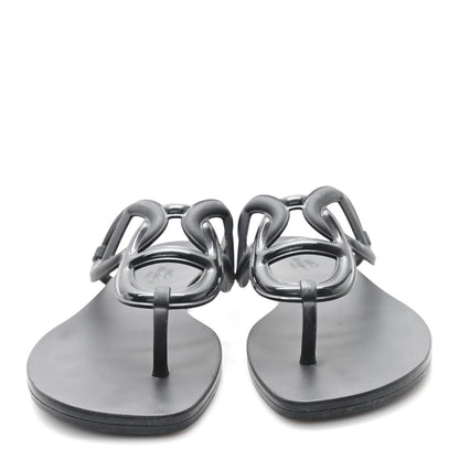 Hermes Rubber Womens Egerie Sandals 40 Black 3 of 10