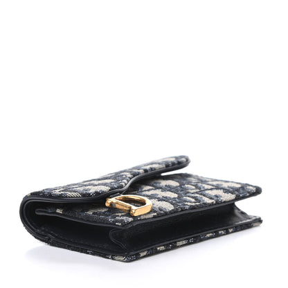 Christian Dior Oblique Saddle Card Holder Blue 3 of 5