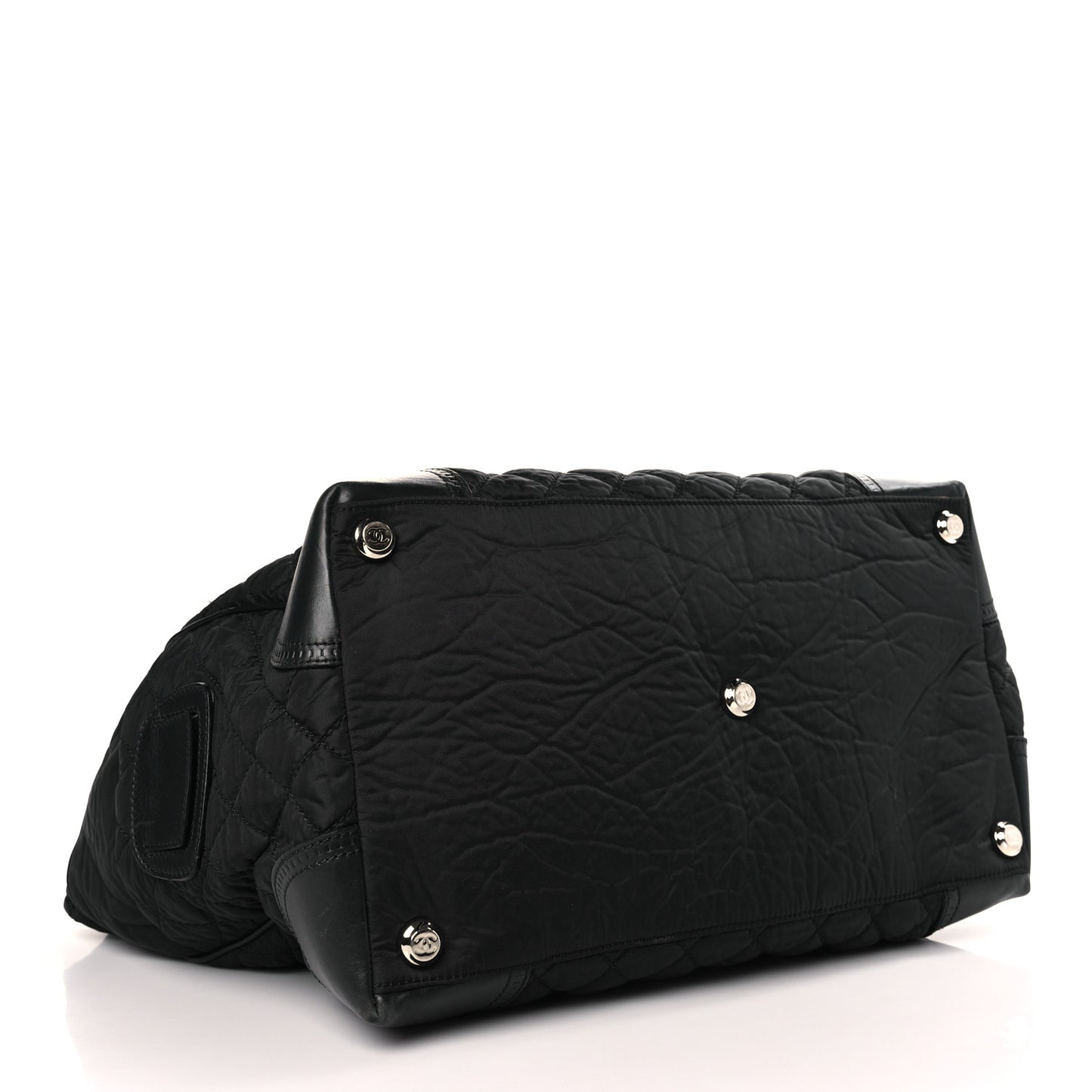 Nylon Calfskin Quilted Timeless Luggage Bag Black
