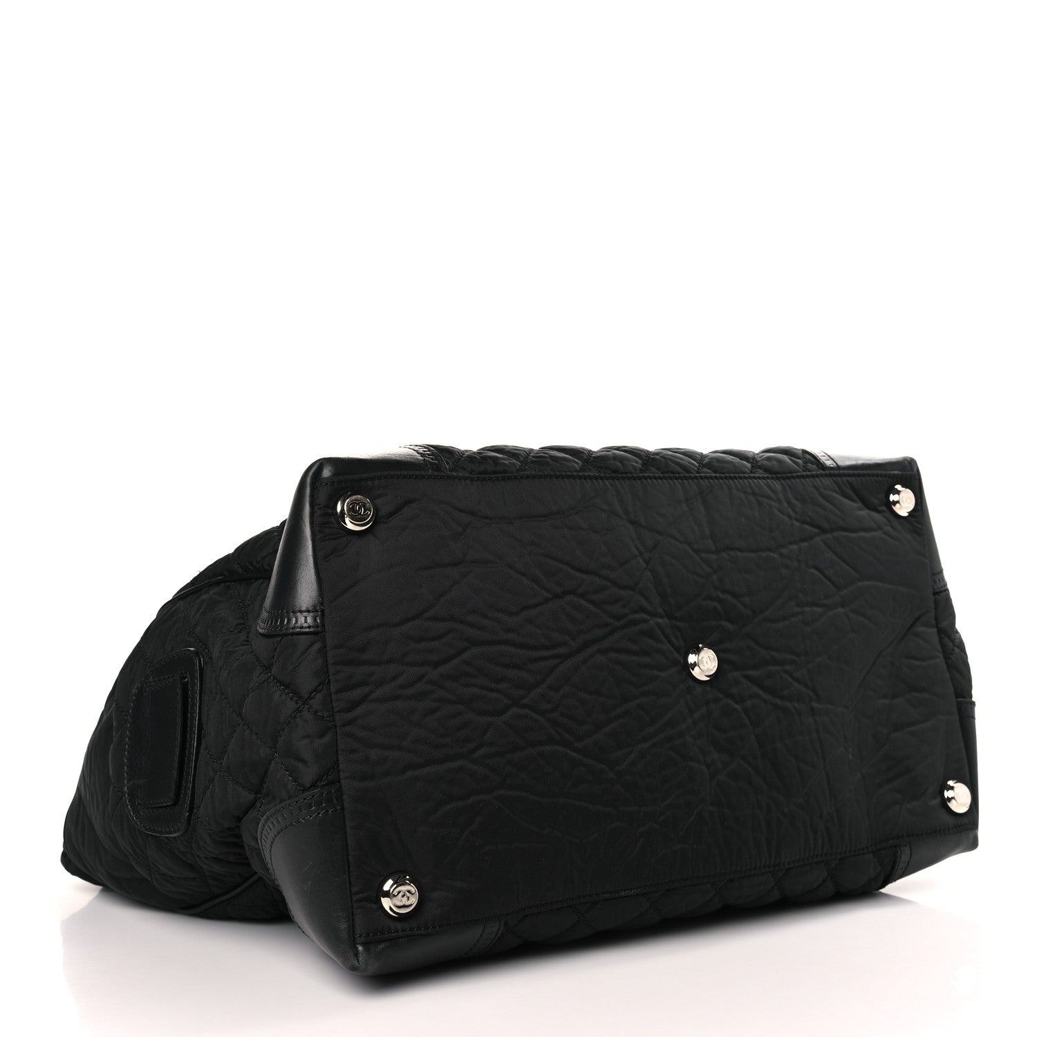 Chanel Nylon Calfskin Quilted Timeless Luggage Bag Black 4 of 11