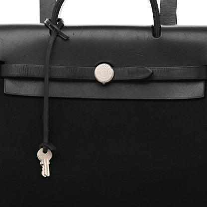 Hermes Toile Vache Calfskin Herbag 30 PM Backpack Black 10 of 18