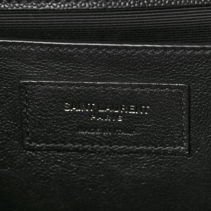 Saint Laurent Grain De Poudre Textured Mixed Matelasse Triquilt Medium Monogram Satchel Black 6 of 9