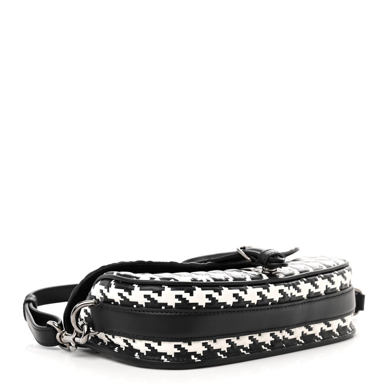 Christian Dior Box Calfskin Houndstooth Quilted East West Bobby Bag Black White 4 of 11