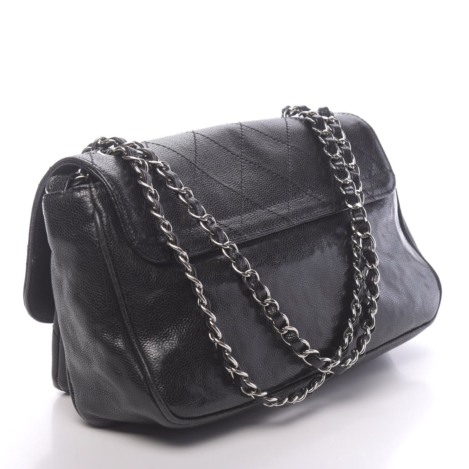 Chanel Glazed Caviar Pocket In The City Flap Black 3 of 10