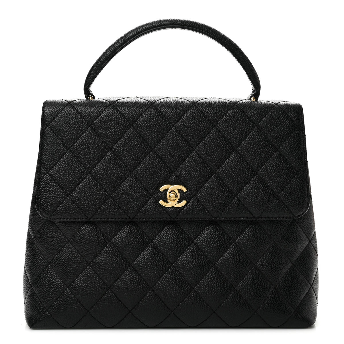 Caviar Quilted Jumbo Kelly Flap Black