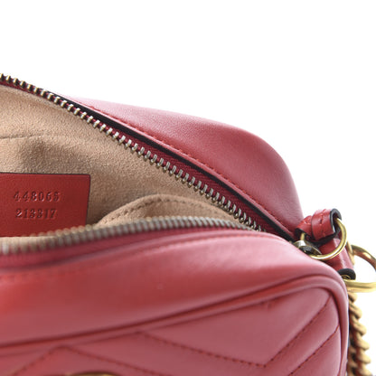 Gucci Calfskin Matelasse Mini GG Marmont Chain Shoulder Bag Hibiscus Red 9 of 10
