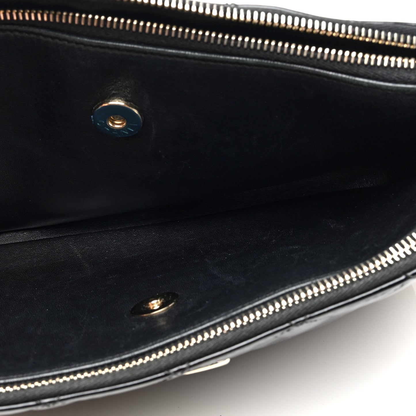 Patent Quilted Crown CC Double Zip Bag Black
