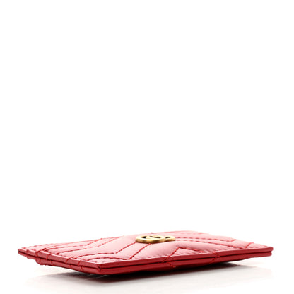 Gucci Calfskin Matelasse GG Marmont Card Holder Hibiscus Red 4 of 6