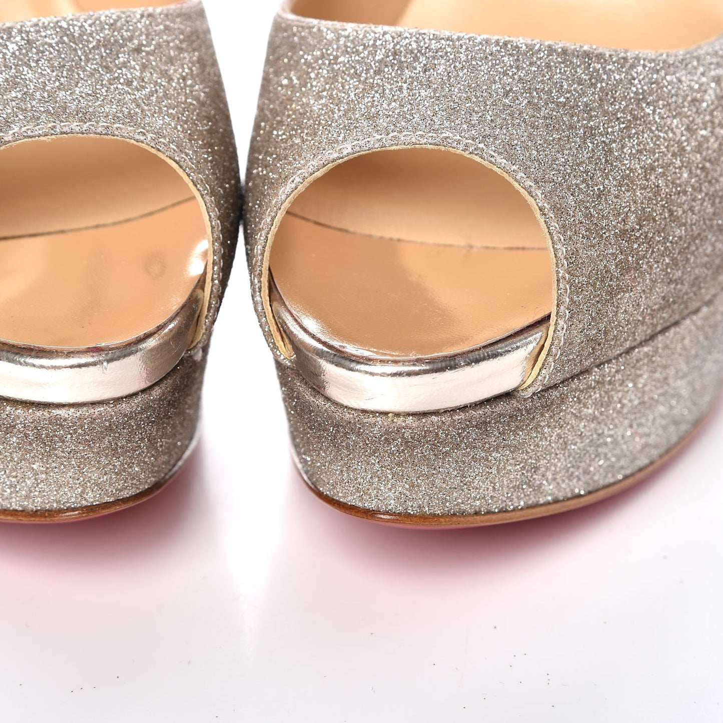 Mini Glitter Lady Peep 150 Pumps 39 Ivory Havana Beige