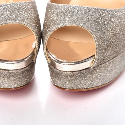 Christian Louboutin Mini Glitter Lady Peep 150 Pumps 39 Ivory Havana Beige 11 of 12
