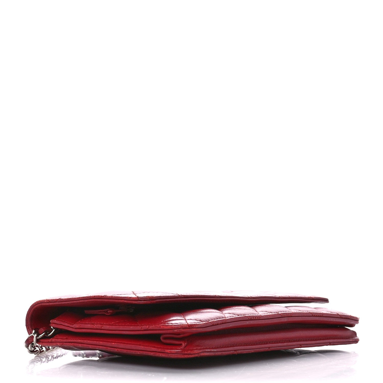 Chanel Lambskin Quilted Wallet On Chain WOC Red 4 of 11