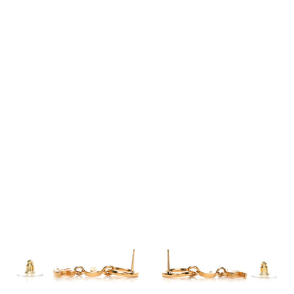 Chanel Metal Textured Disc CC Drop Earrings Gold 3 of 4