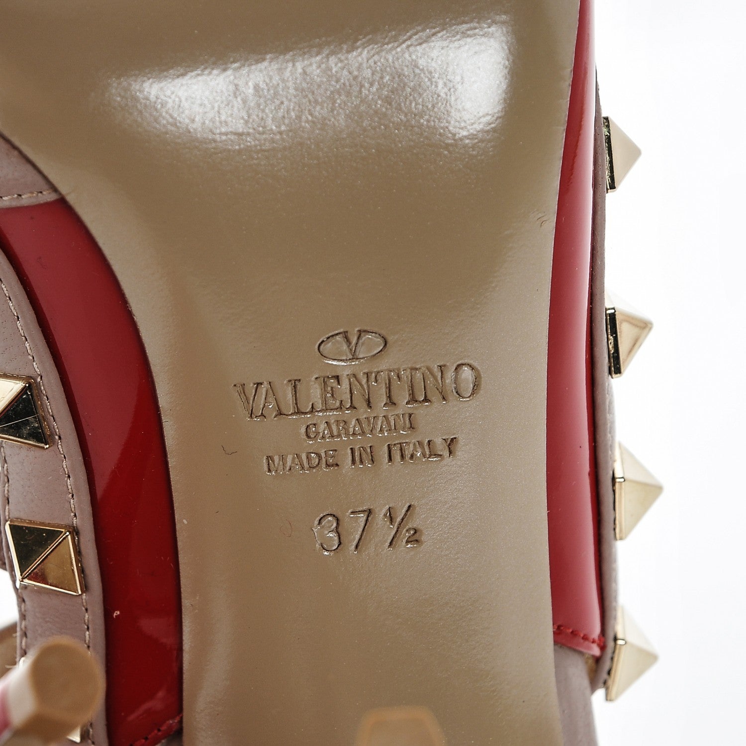 Valentino Garavani Patent Rockstud Ankle Strap 100mm Pumps 37.5 Rosso Valentino Poudre 6 of 6