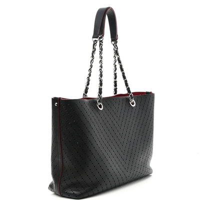 Chanel Perforated Grained Calfskin Large Shopping Tote Black 3 of 9