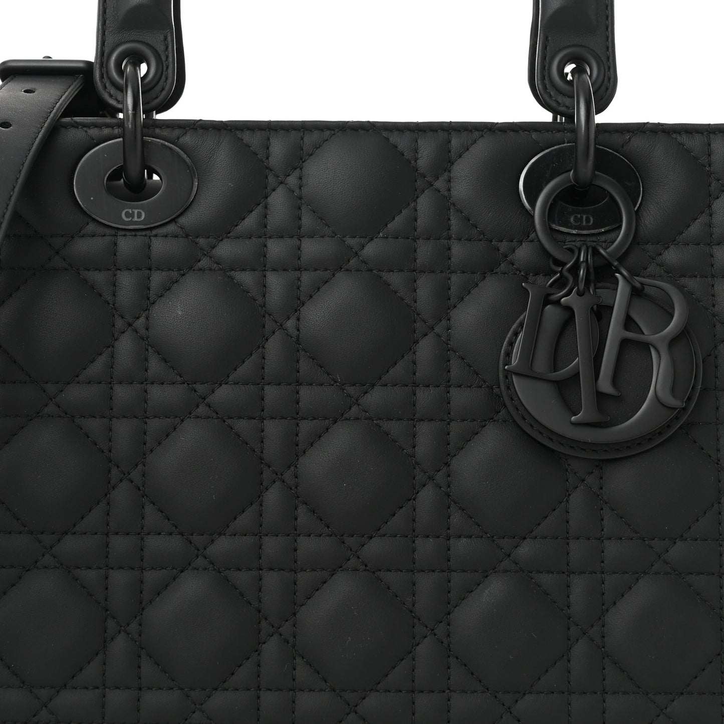 Ultra Matte Calfskin Cannage Large Lady Dior Black