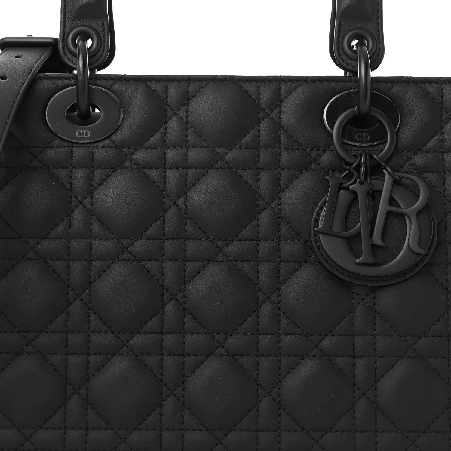 Christian Dior Ultra Matte Calfskin Cannage Large Lady Dior Black 8 of 10