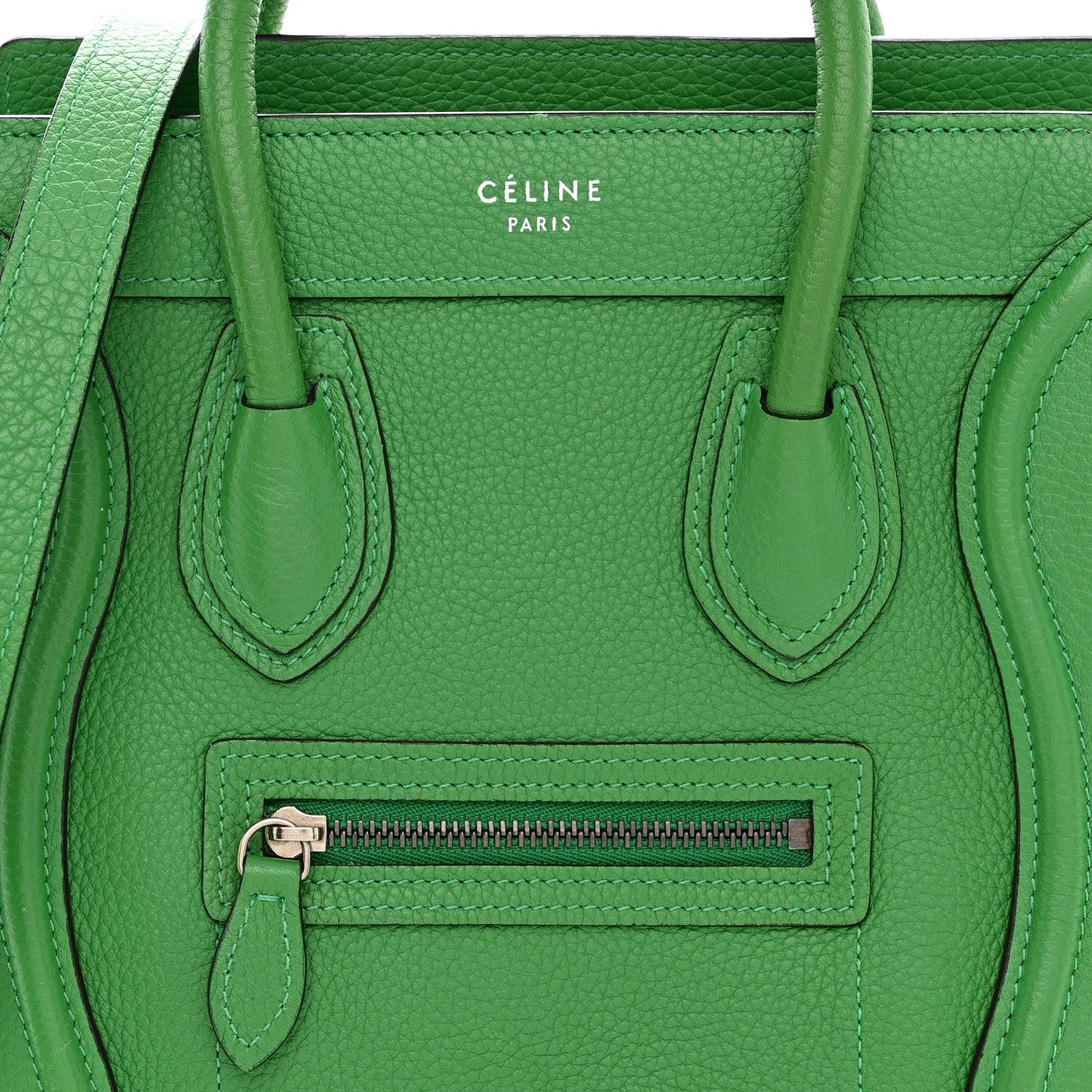Celine Drummed Calfskin Nano Luggage Mint 9 of 11