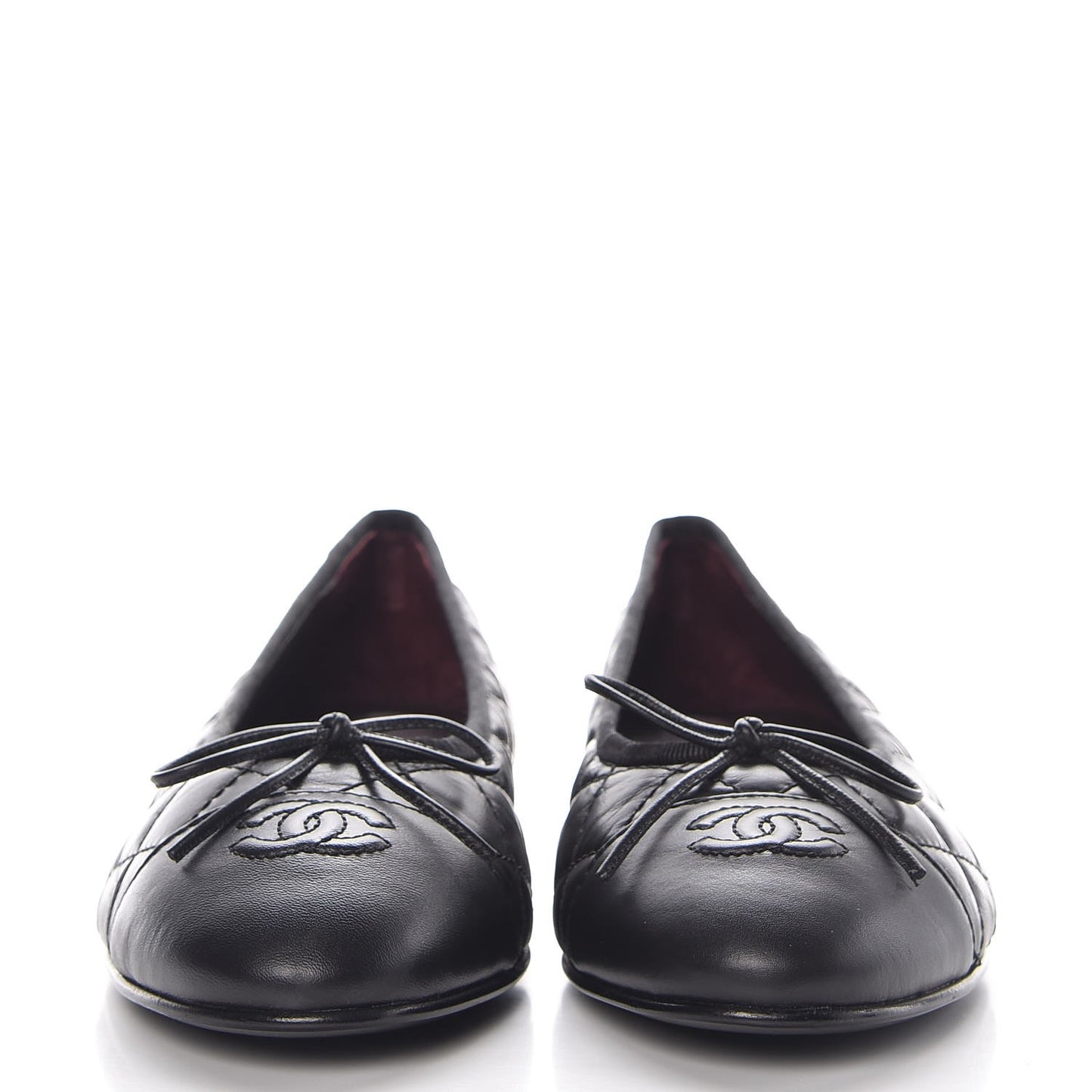 Aged Calfskin Quilted CC Cap Toe Ballerina Flats 39.5 Black