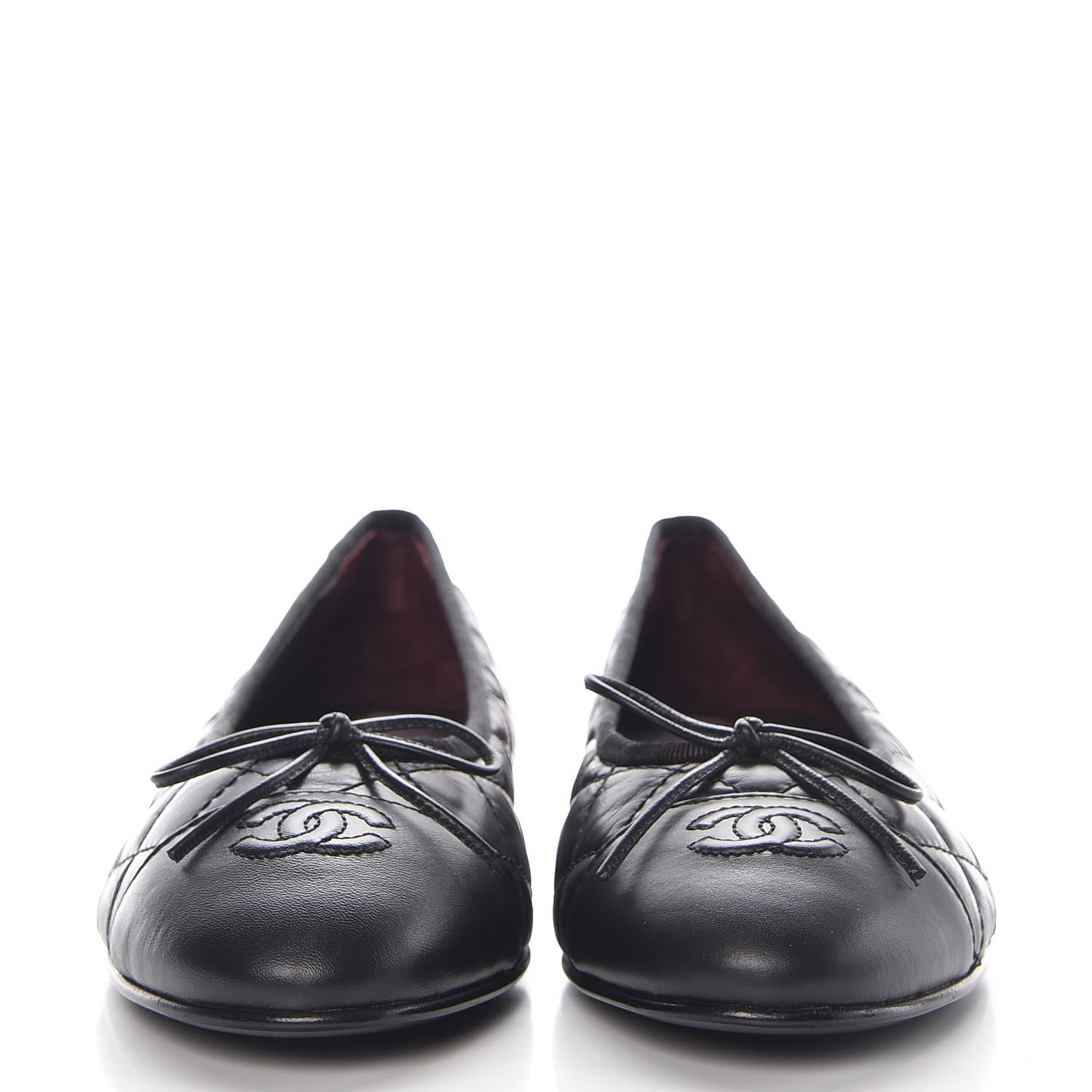 Chanel Aged Calfskin Quilted CC Cap Toe Ballerina Flats 39.5 Black 2 of 9