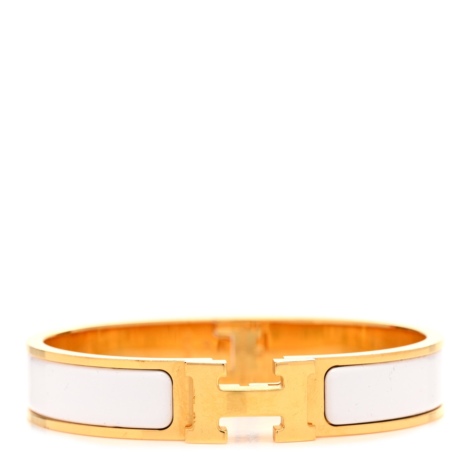 Hermes Enamel Narrow Clic Clac H Bracelet GM White 1 of 6