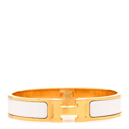 Hermes Enamel Narrow Clic Clac H Bracelet GM White 1 of 6