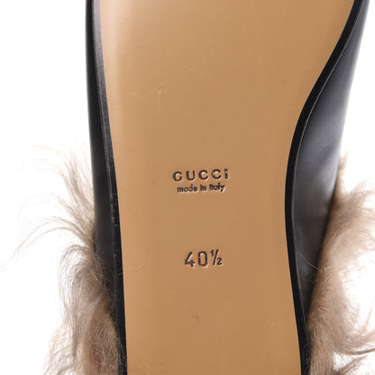 Gucci Calfskin Fur Womens Princetown Slippers 40.5 Black 6 of 8