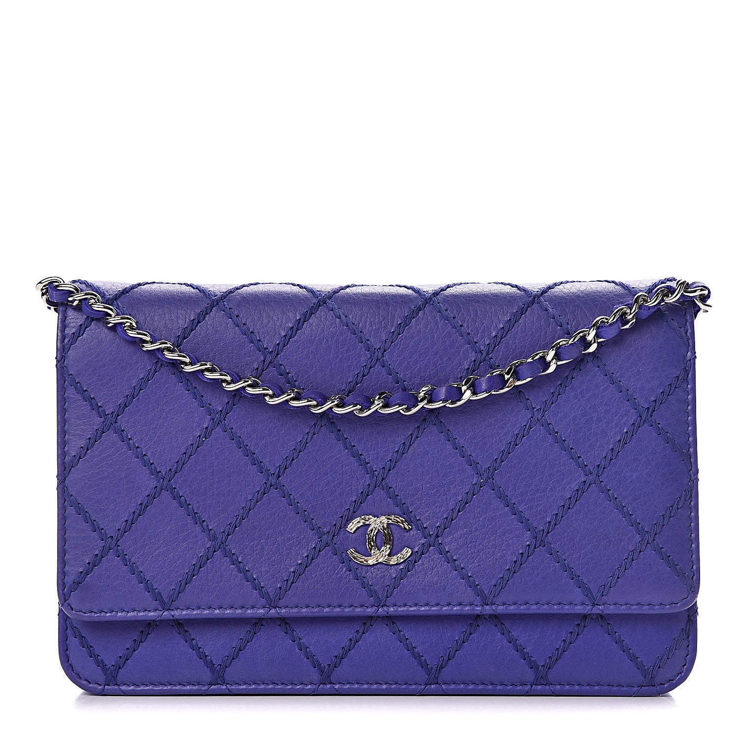 Chanel Calfskin Quilted Fancy CC Wallet On Chain WOC Blue 1 of 14