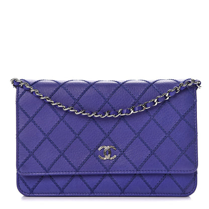 Chanel Calfskin Quilted Fancy CC Wallet On Chain WOC Blue 1 of 14