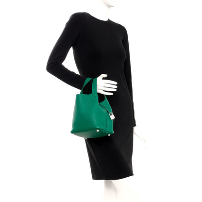 Hermes Taurillon Clemence Picotin Lock 18 PM Vert Vertigo 2 of 8