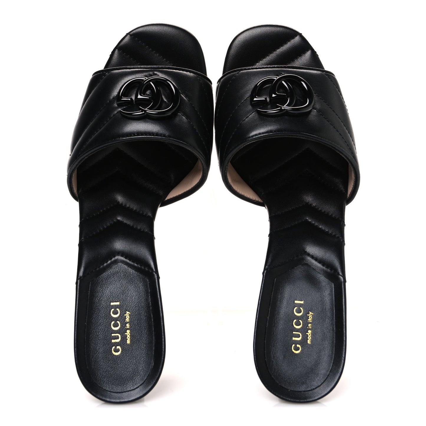 Nappa Matelasse Monochrome GG Marmont 75mm Slide Sandals 37.5 Black