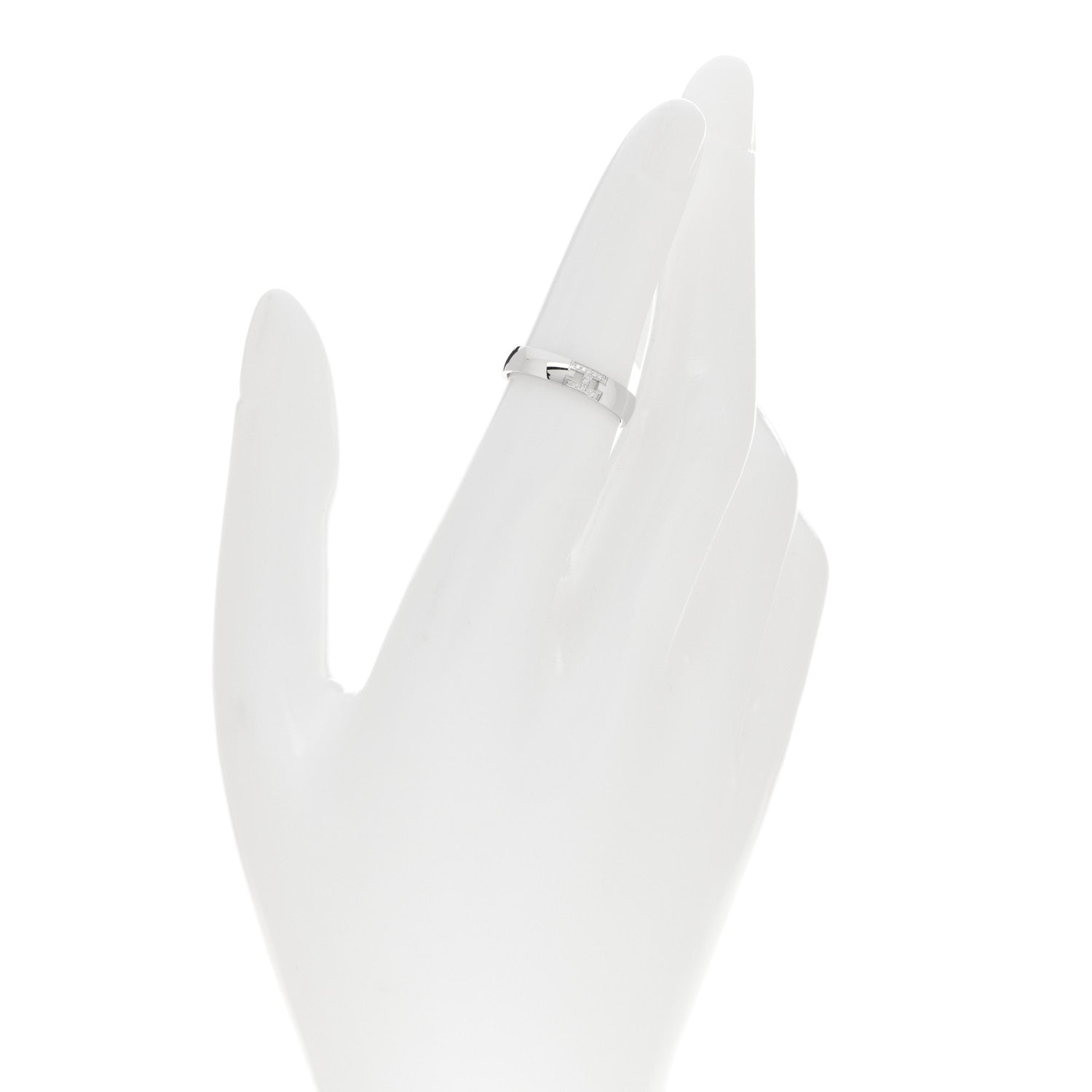 Hermes 18K White Gold Diamond Ever Herakles Wedding Band Ring 49 5 2 of 5