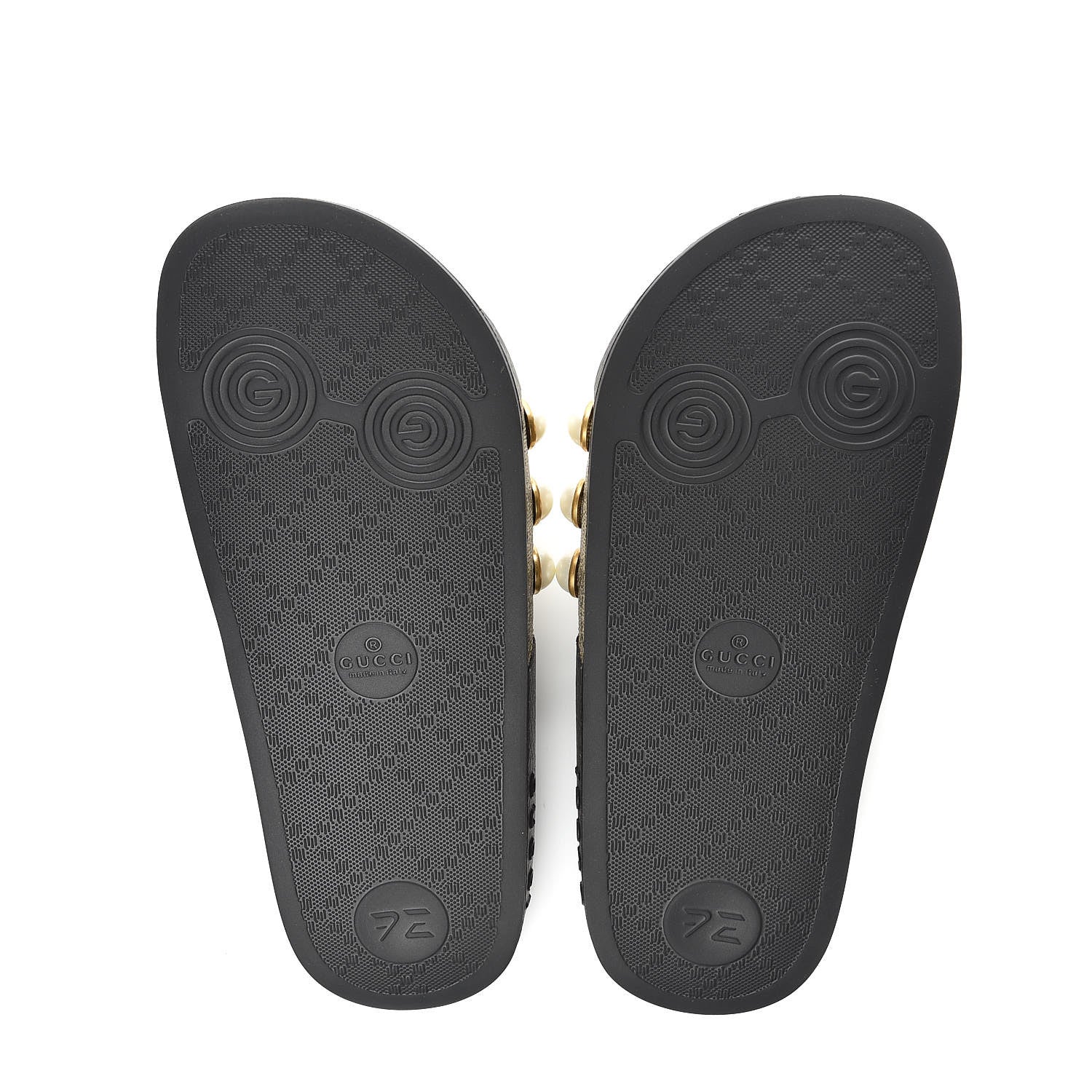 Gucci GG Supreme Monogram Pearls Slide Sandals 35 Beige 5 of 7