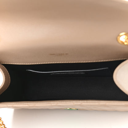 Saint Laurent Grain De Poudre Textured Mixed Matelasse Triquilt Small Monogram Satchel Dark Beige 6 of 11