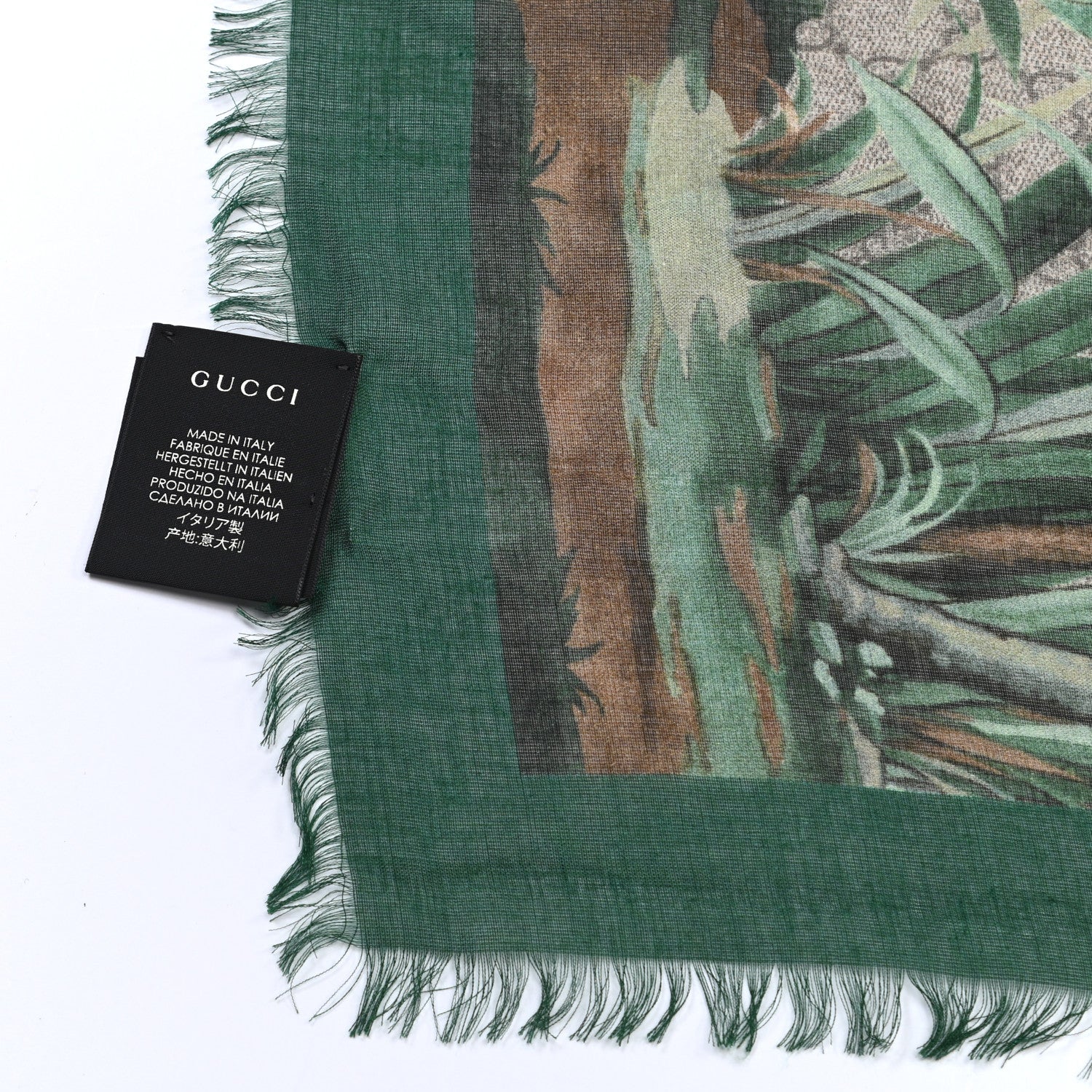 Gucci Modal Silk GG Monogram GG Tian Shawl Scarf Green Dark Green 4 of 8