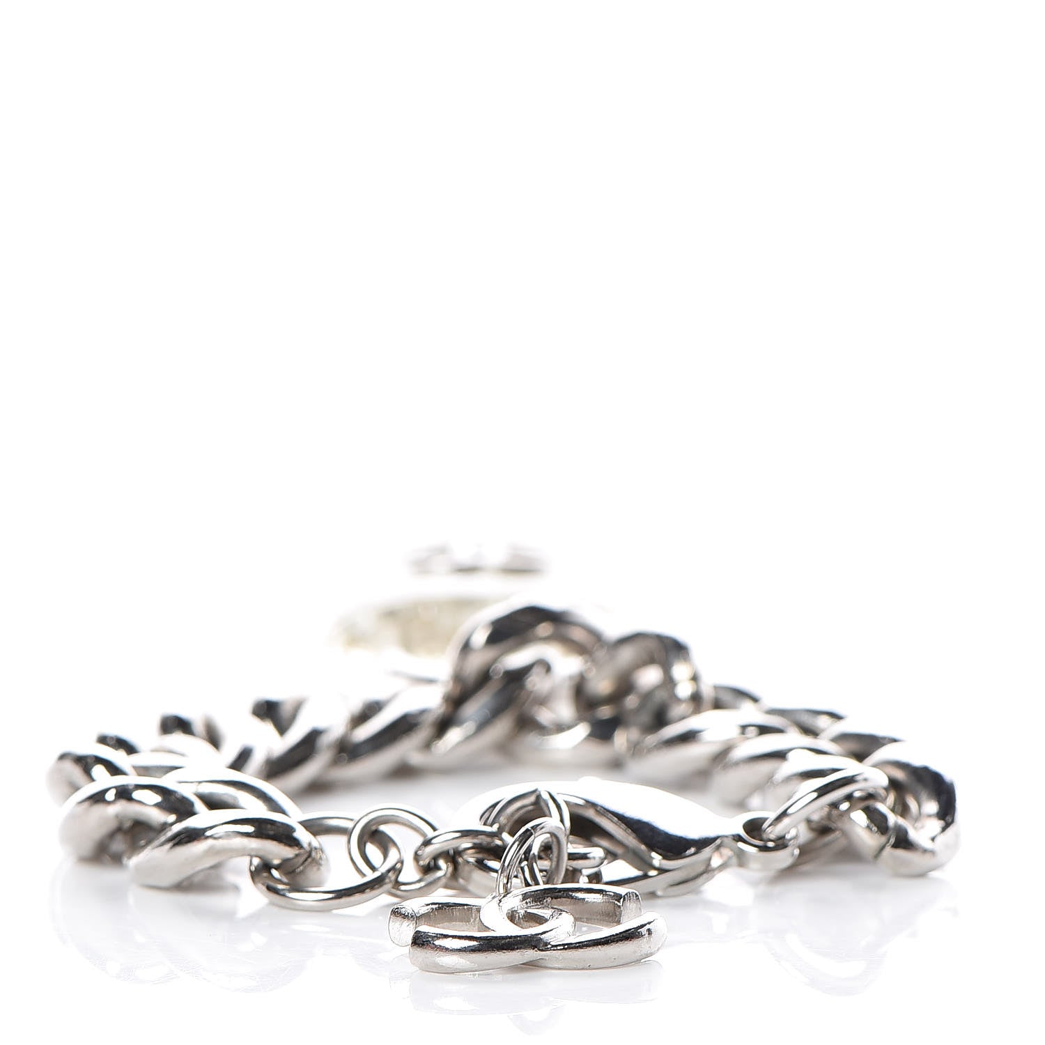 Chanel Plexiglass Pearl CC Padlock Bracelet Silver 3 of 5