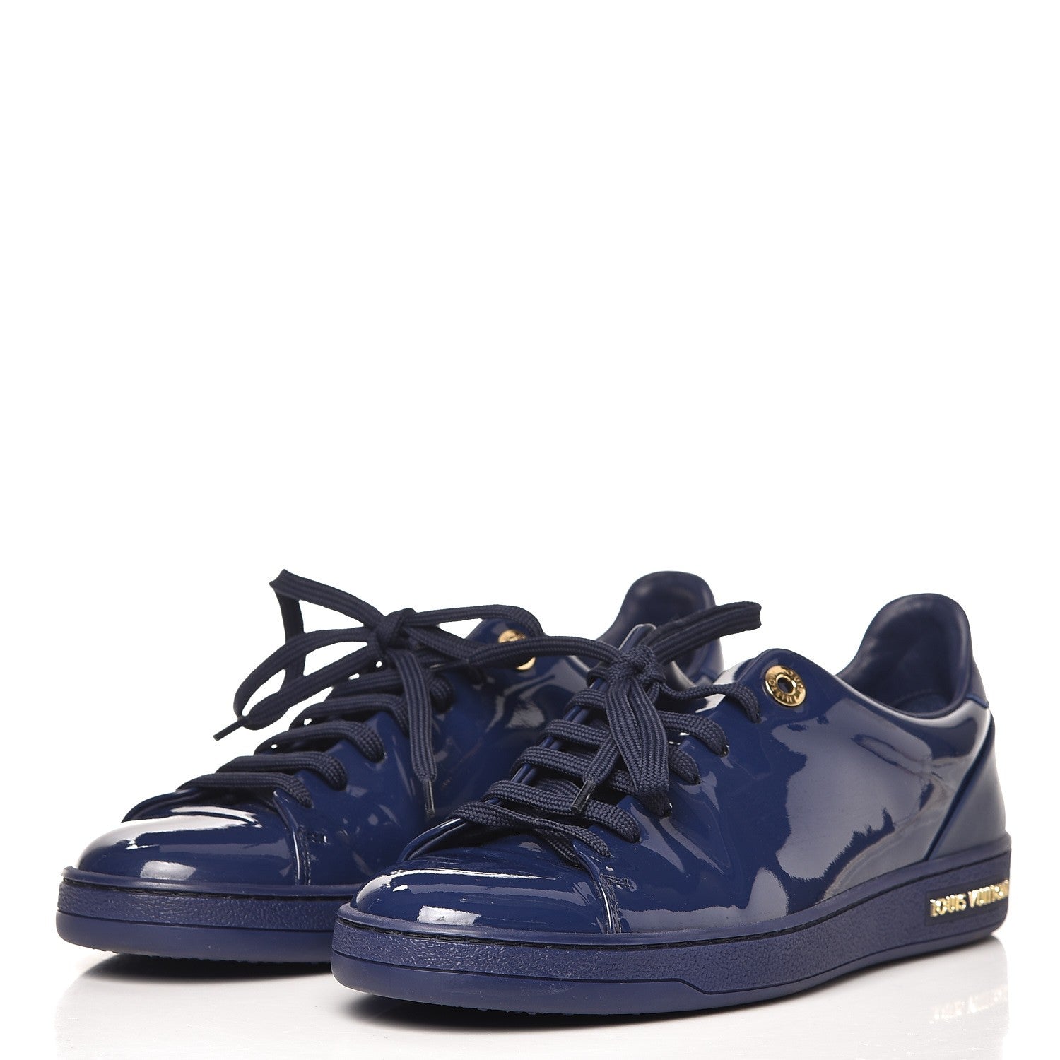 Louis Vuitton Patent Calfskin Frontrow Sneakers 36.5 Blue Nuit 2 of 9