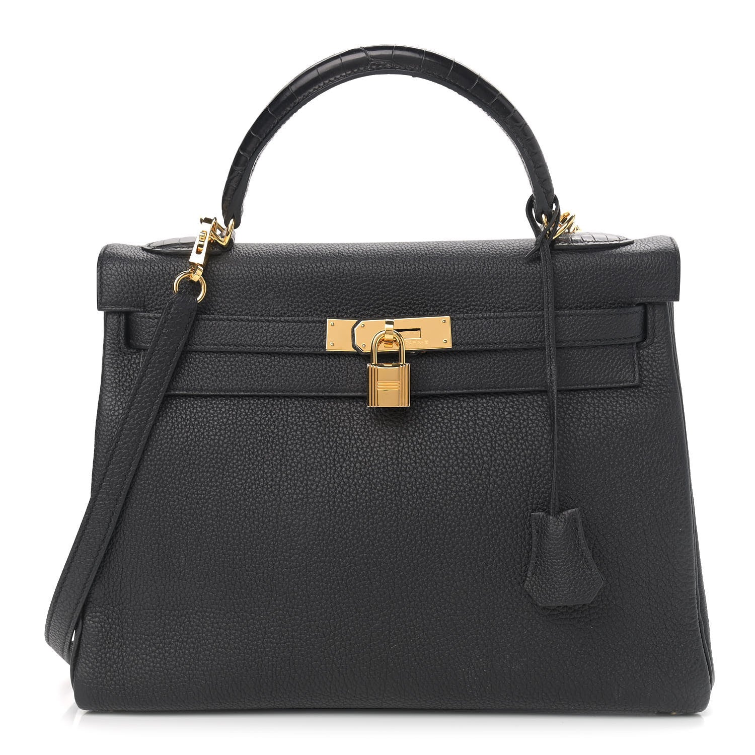 Hermes Togo Matte Alligator Kelly Retourne Touch 32 Black 1 of 10