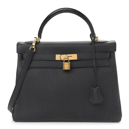 Hermes Togo Matte Alligator Kelly Retourne Touch 32 Black 1 of 10